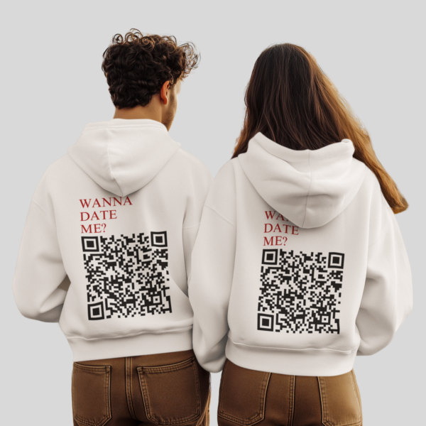 Wanna Date Me? CLASSIC QR Code Hoodie Unisex - Image 3